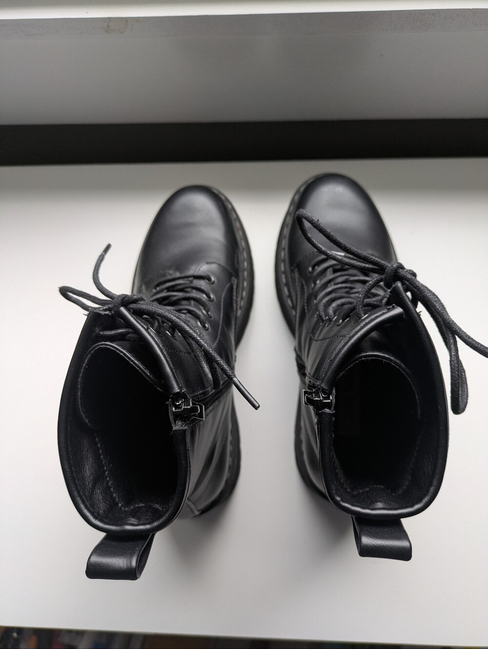 Steve Madden Bettyy Black Platform Combat Boots 8 Vegan Leather - Picture 4 of 12